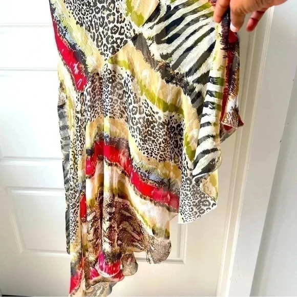 CLASSIC ANIMAL PRINT RUFFLE MULTI COLOR MAXI DRESS SIZE 36 100% COTTON SIZE 36 - Picture 8 of 15